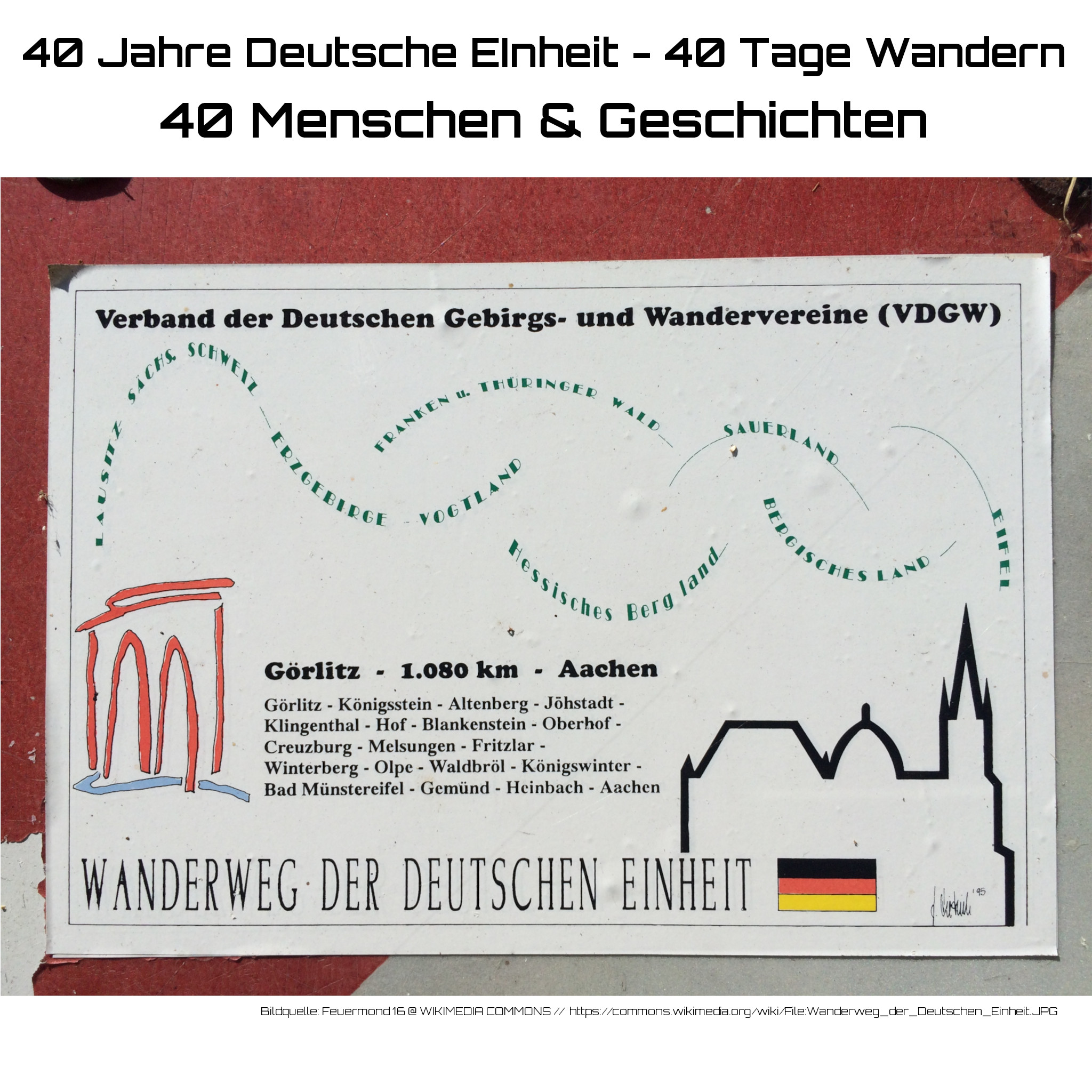Wegweiser des Wanderweges der Deutschen Einheit